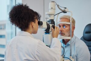 Vision,,Eye,Exam,And,Healthcare,With,A,Doctor,Woman,Or